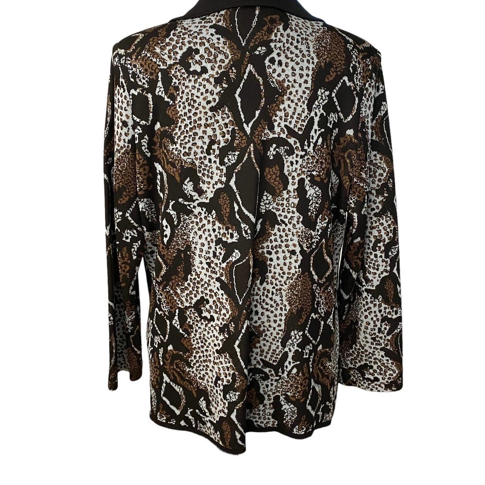 Misook Blue Black Jacket Tank Set Size Medium Knit reptile animal print blazer - Picture 9 of 16